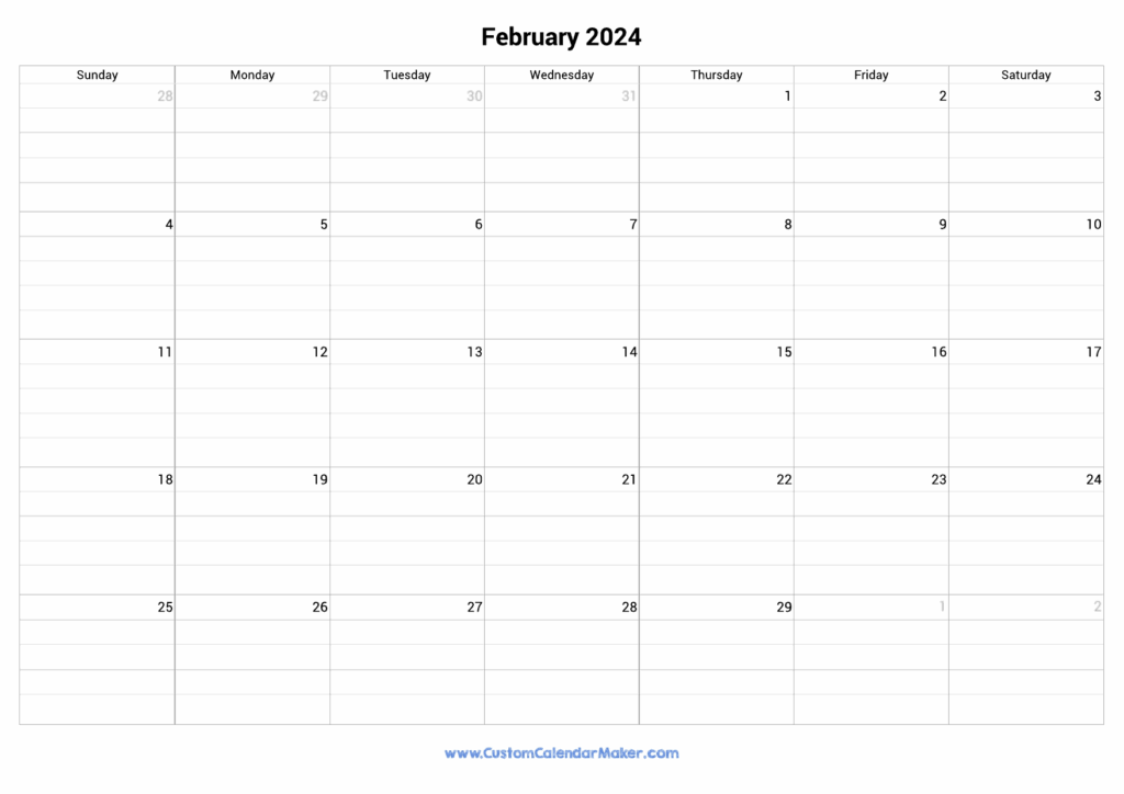 2024 Monthly Calendar Printable With Lines Adrian Jolynn