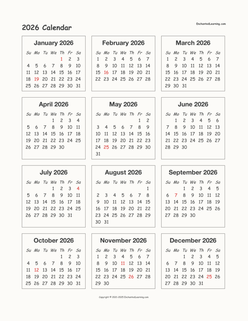 2025 2026 Calendar At A Glance Printable Free Printable Calendar Sami 