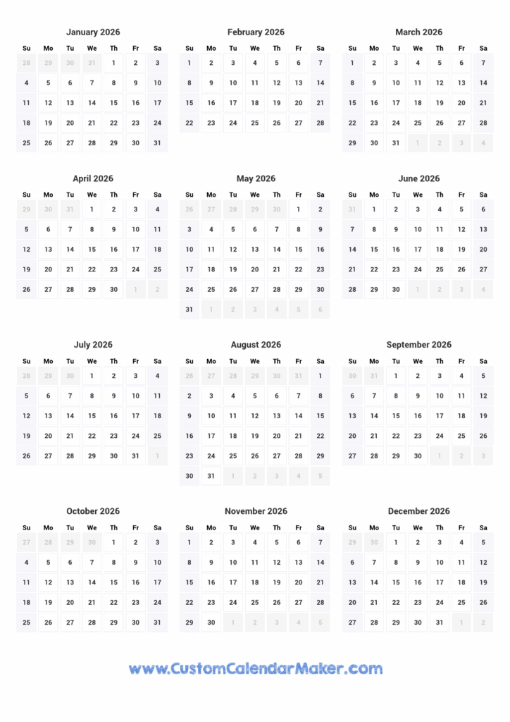 2025 2026 Calendar At A Glance Printable Printable Kasper M Mathiesen