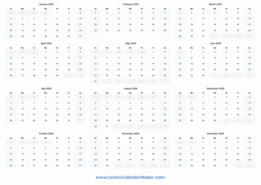 2025 2026 Printable Calendar One Page Landscape Josey Pandora