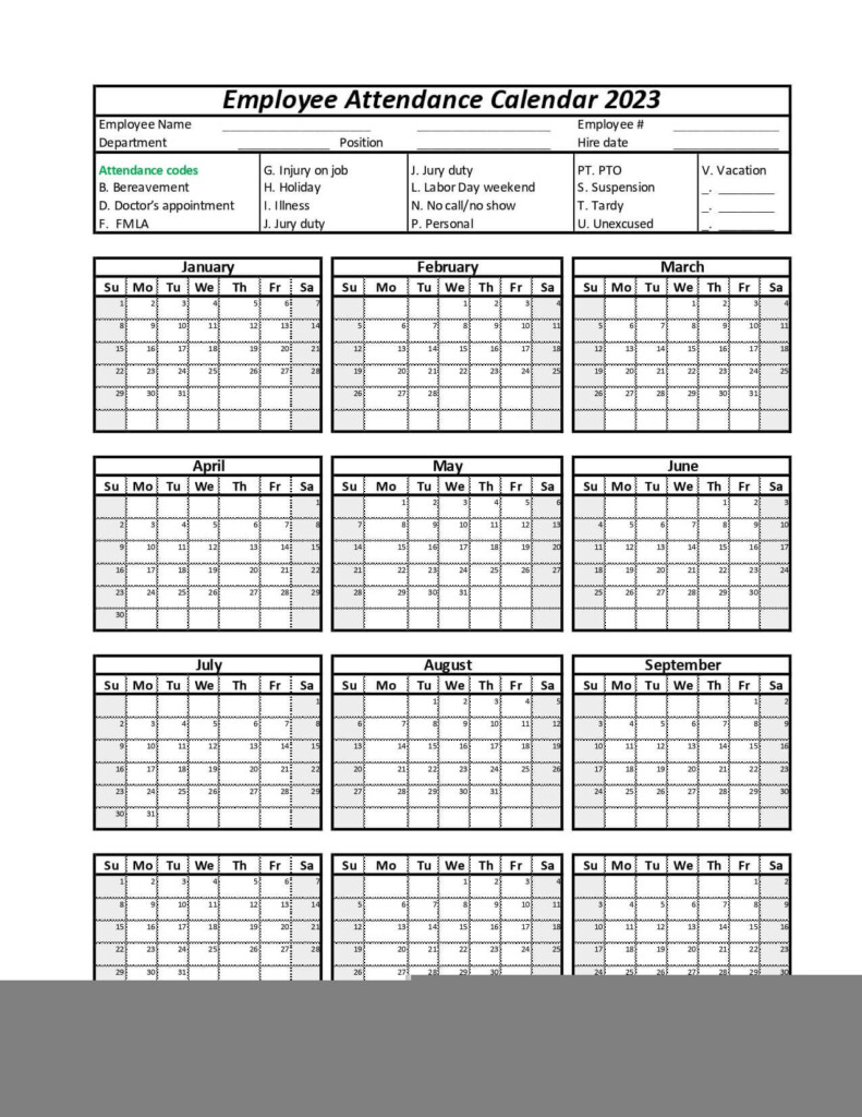 2025 Attendance Calendar Printable Free Printable Calendar