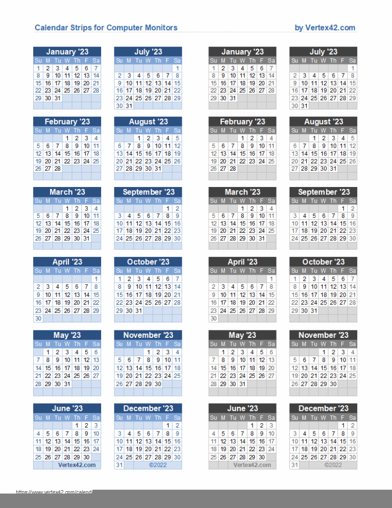 2025 Calendar Strip Printable Calendars 2025