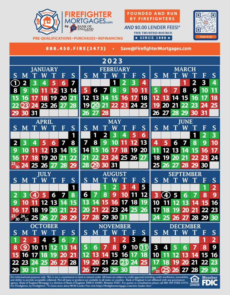 2025 Firefighter Shift Calendar 48 96 Printable Wachiwi Rose