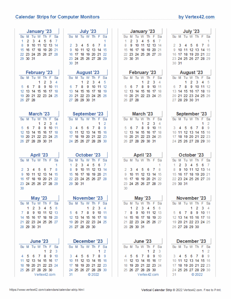 2025 Printable Calendar Strip Calendars 2025