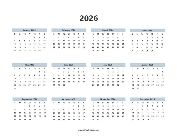 2026 Calendar Free Printable