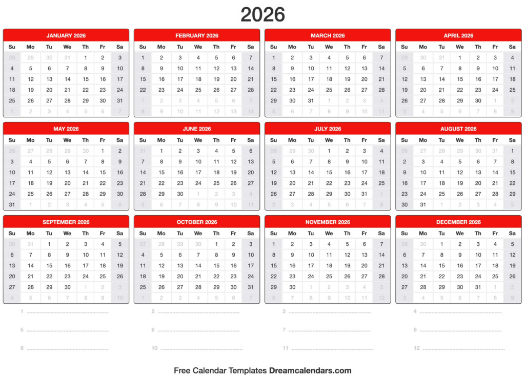2026 Calendar Printable Printable Word Searches