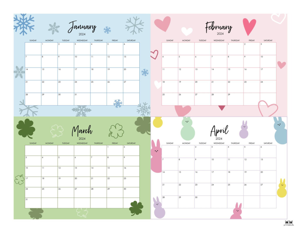 4 Month Calendar Printable 2024 Tansy Florette