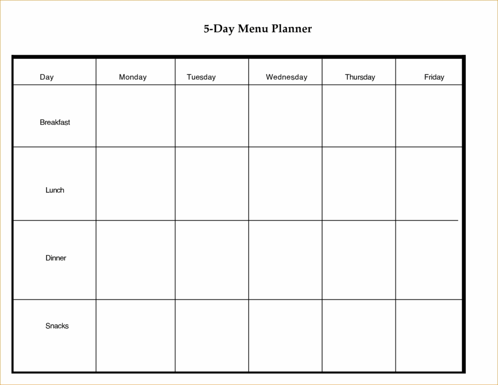 5 Day Calendar Printable Free