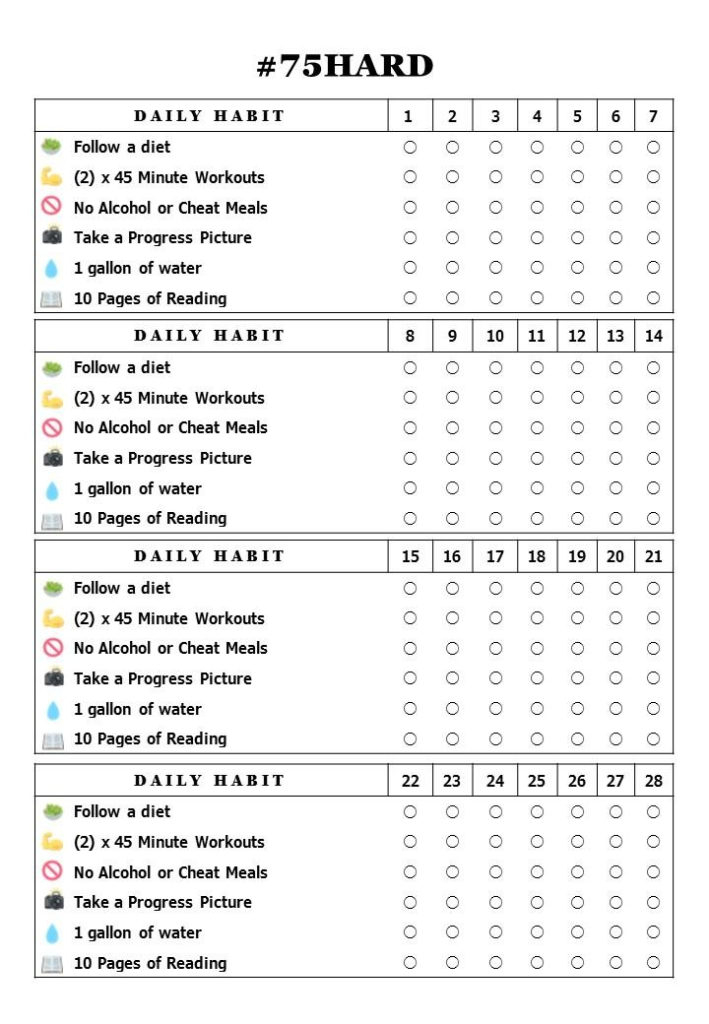 75 Hard Printable