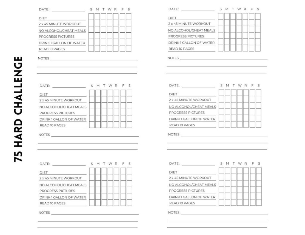 75 Hard Printable Calendar Printable New Year Banners