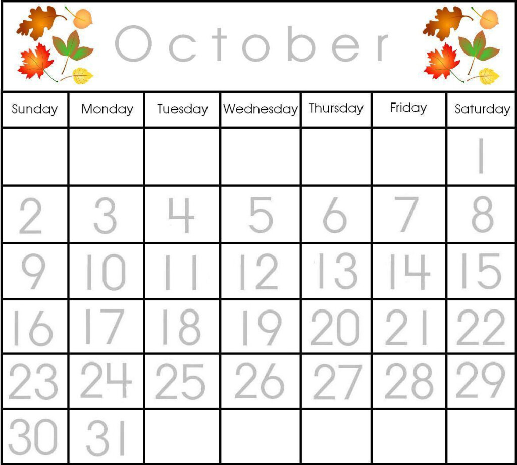 8 Best Images Of Free Printable Preschool Calendar Template October 