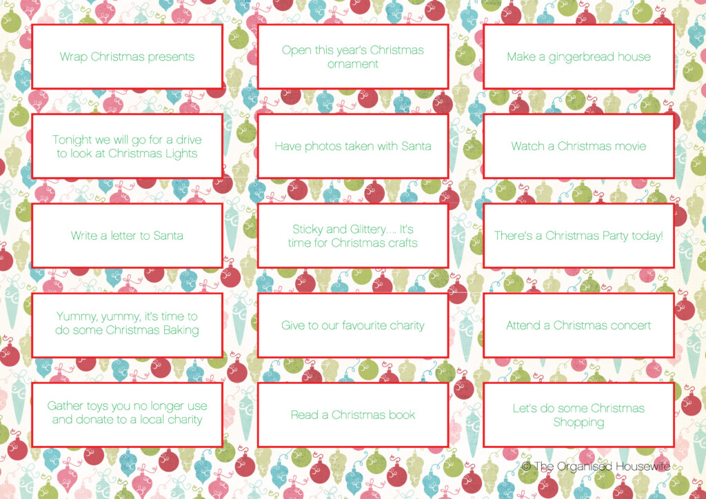 Advent Calendar Activities Printable Dasie Thomasine