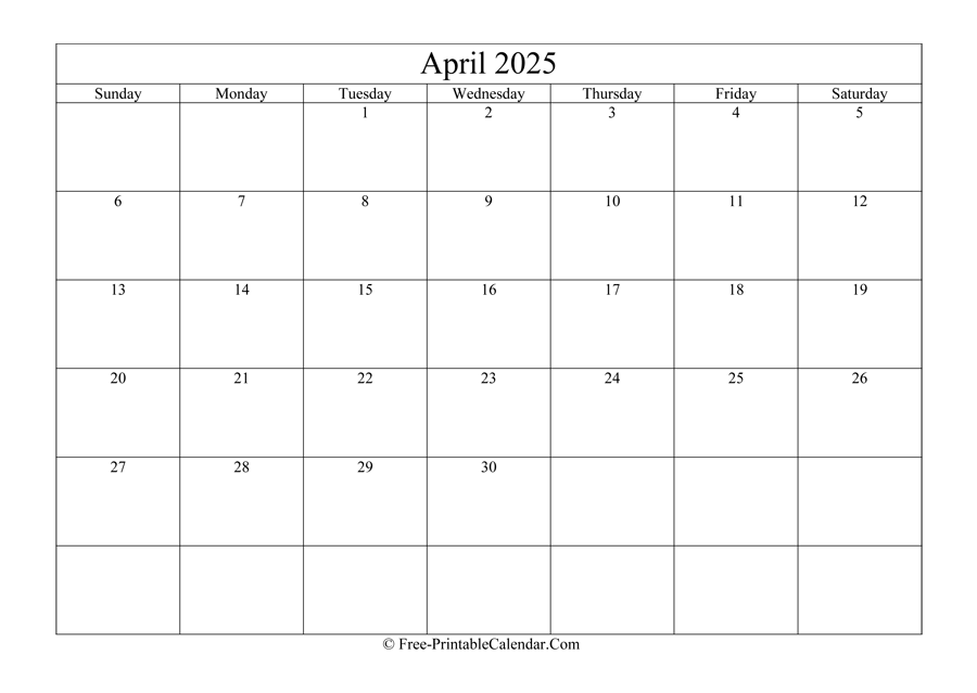 April 2025 Calendar Printable With Holidays