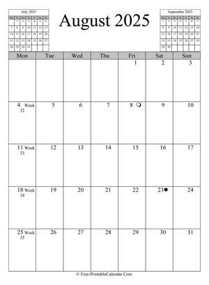 August 2025 Printable Calendar