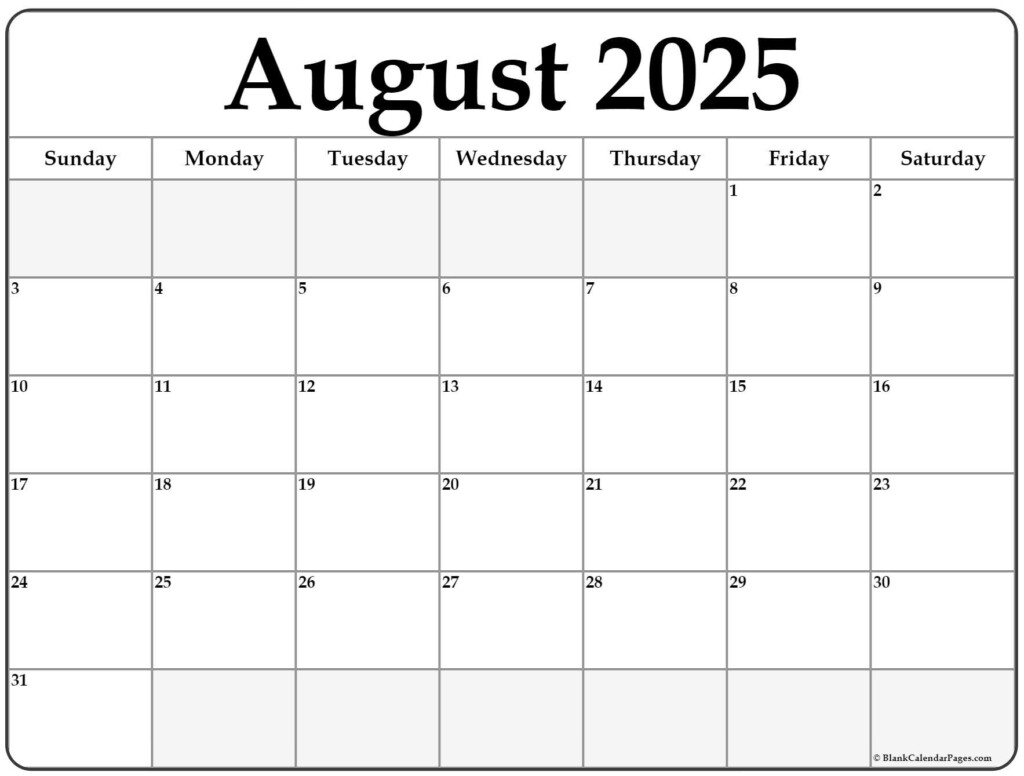 August Printable Calendar 2025 Rivi Vickie