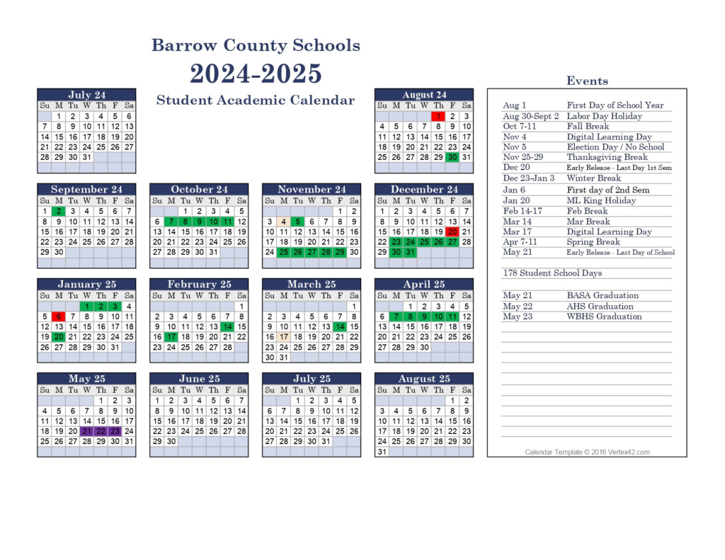 Bartow County School Calendar 2024 2025 Academic Year 