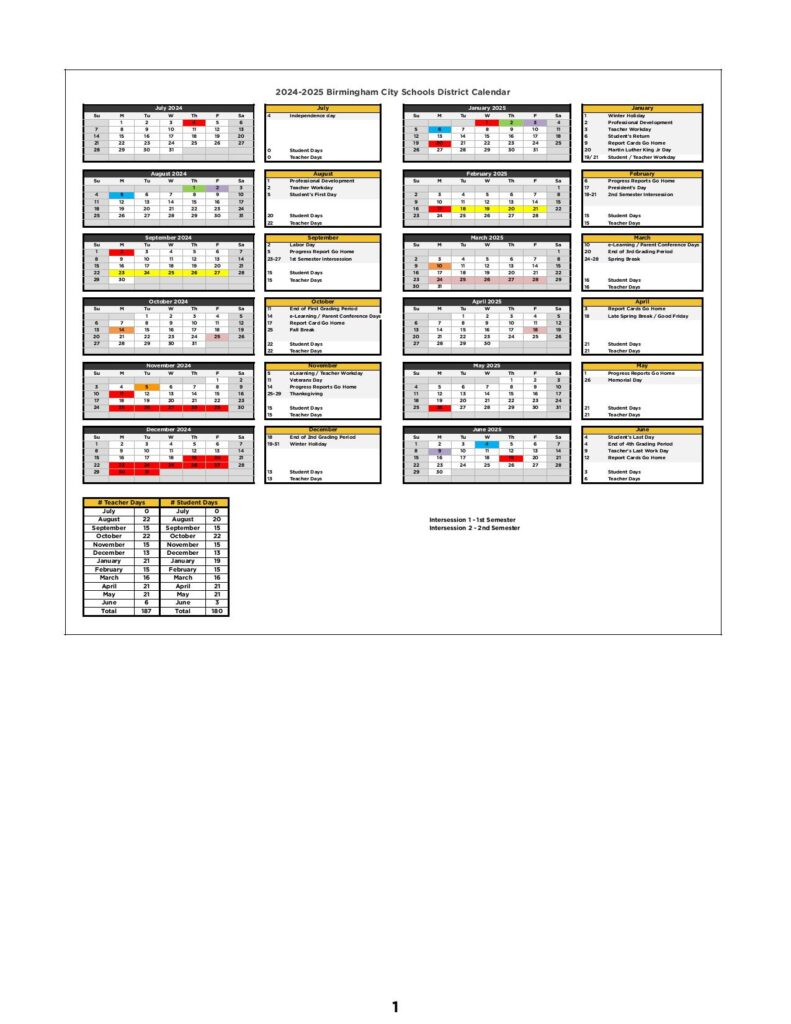 Birmingham City Schools Calendar 2024 2025 In PDF