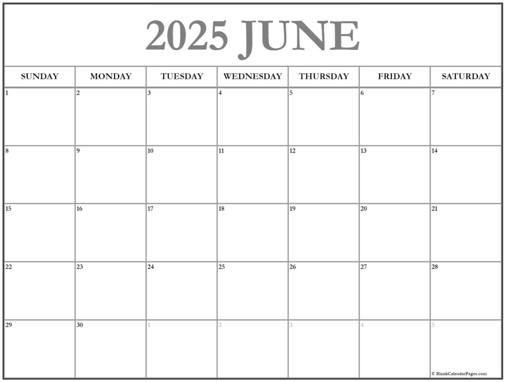 Blank June 2025 Calendar Printable Pdf 2025 Yusuf Nyla