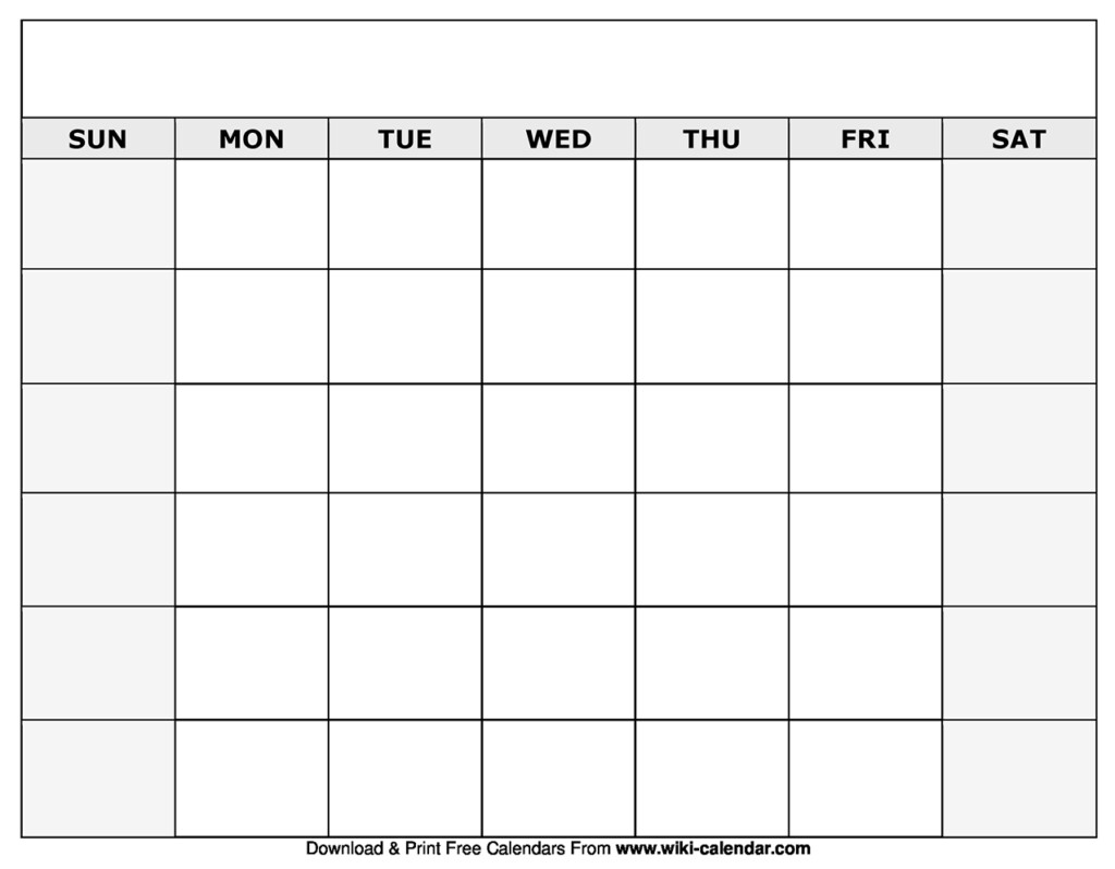 Blank Monthly Calendar Printable With Lines