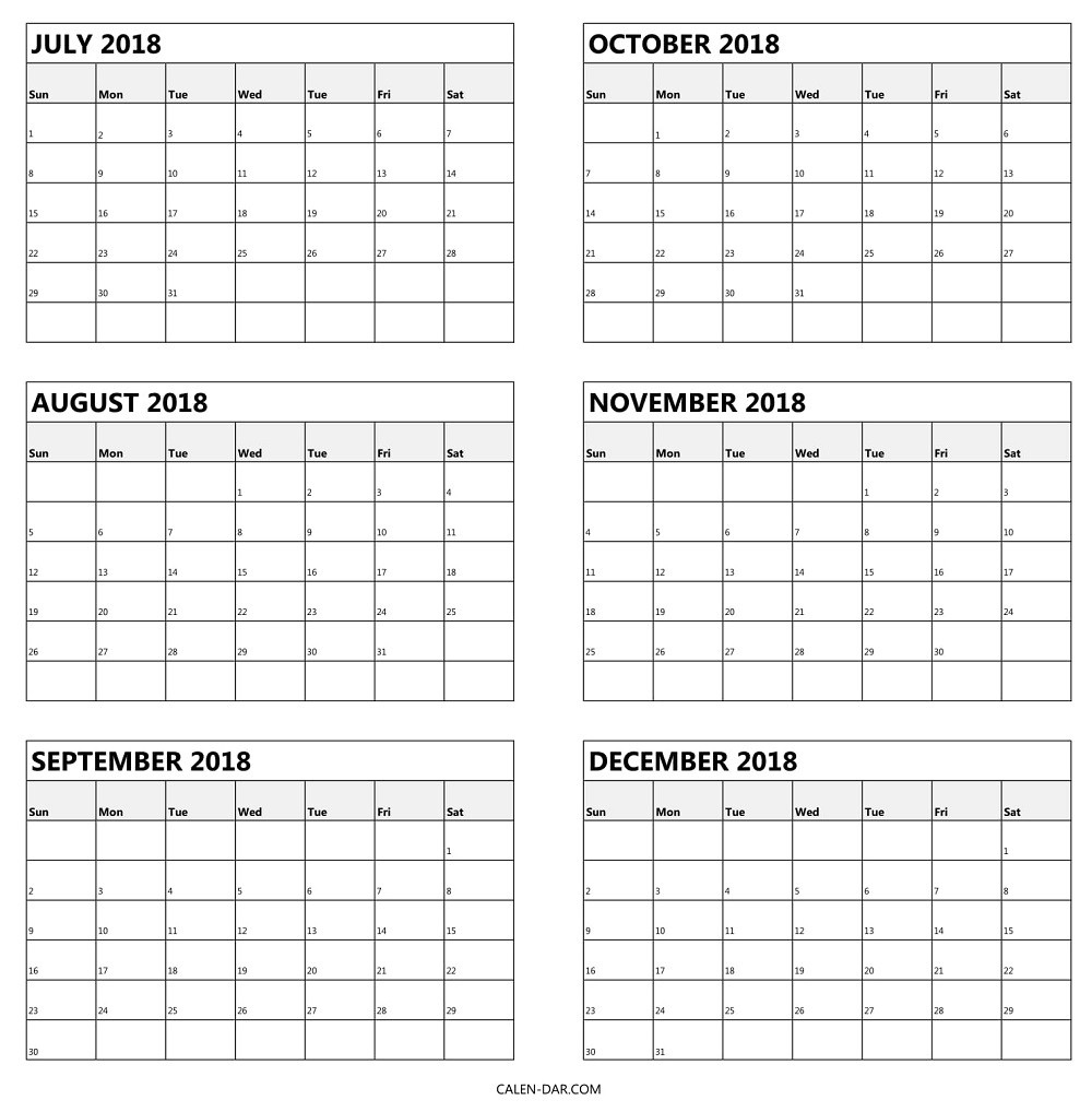 Blank Six Month Calendar Printable Example Calendar Printable