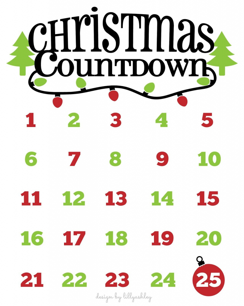 Christmas Countdown Calendar 2025 Printable Free Printable Kerri Claudina