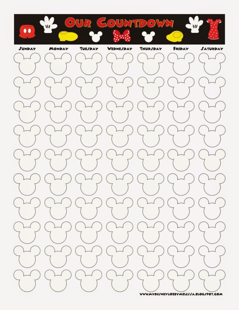 Countdown Calendar To Disney Vacation Printable Blank Calendar Template