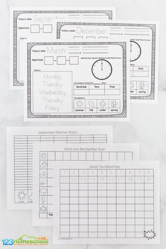 Cute Kindergarten Calendar Printables And Toppers Worksheets Library