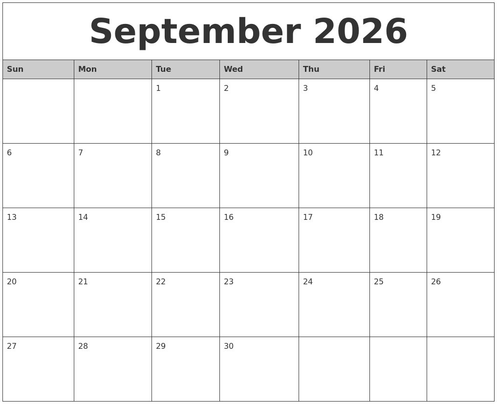 December 2026 Printable Calander