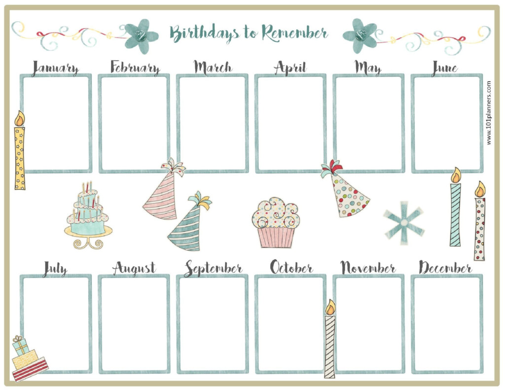 Family Birthday Calendar Printable