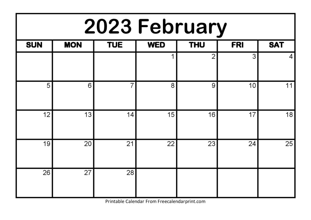 February 2026 Printable Blank Monthly Calendar Riset