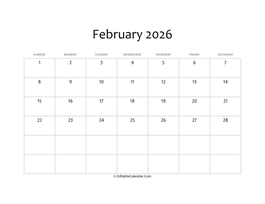 February 2026 Printable Calendar With Holidays