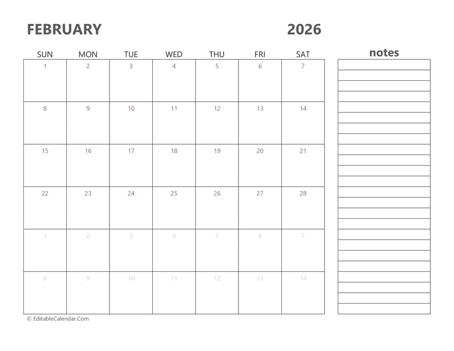 February 2026 Printable Calendar With Holidays