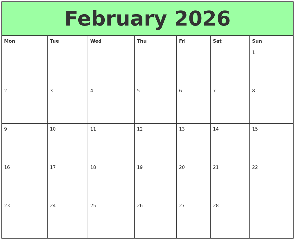 February 2026 Printable Calendars