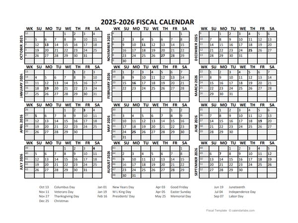Fiscal Calendar 2025 2026 Printable Free Selle Danielle
