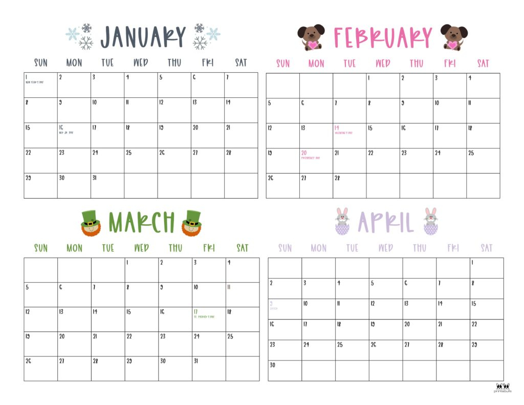 Four Month Printable Calendar Joann Lyndsey