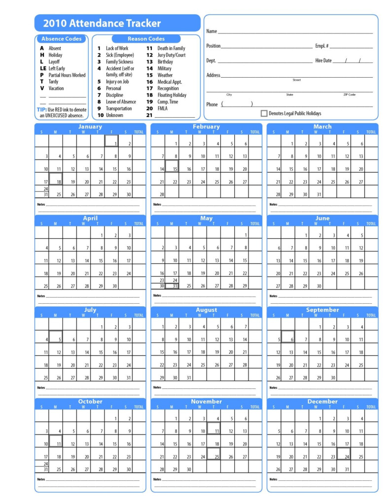 Free Printable 2025 Employee Attendance Calendar Pdf Usa Amber McNeil