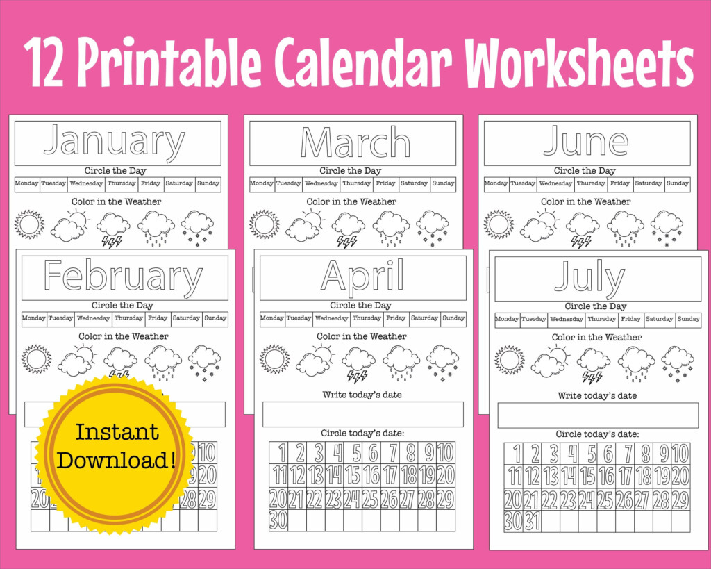 Free Printable Calendar Worksheets For Kindergarten