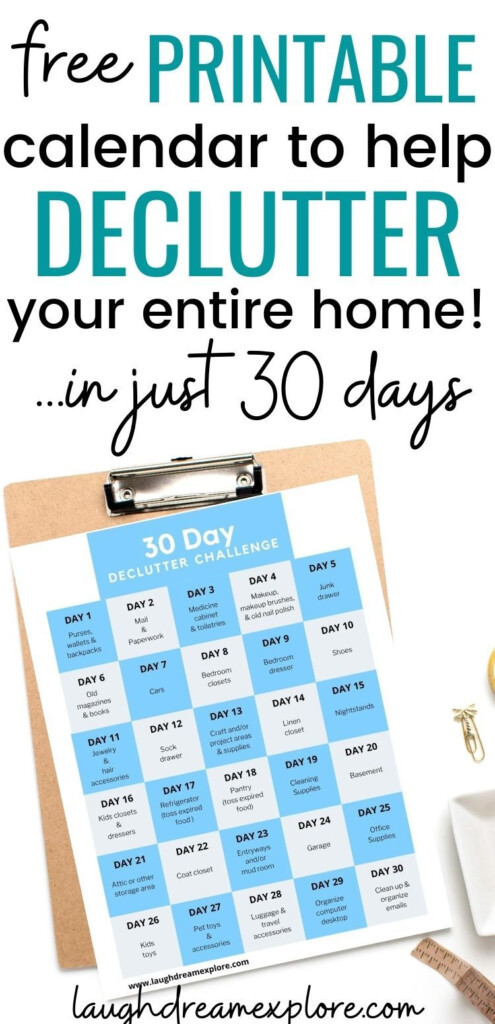 FREE PRINTABLE DECLUTTER CALENDAR Declutter Challenge Declutter 