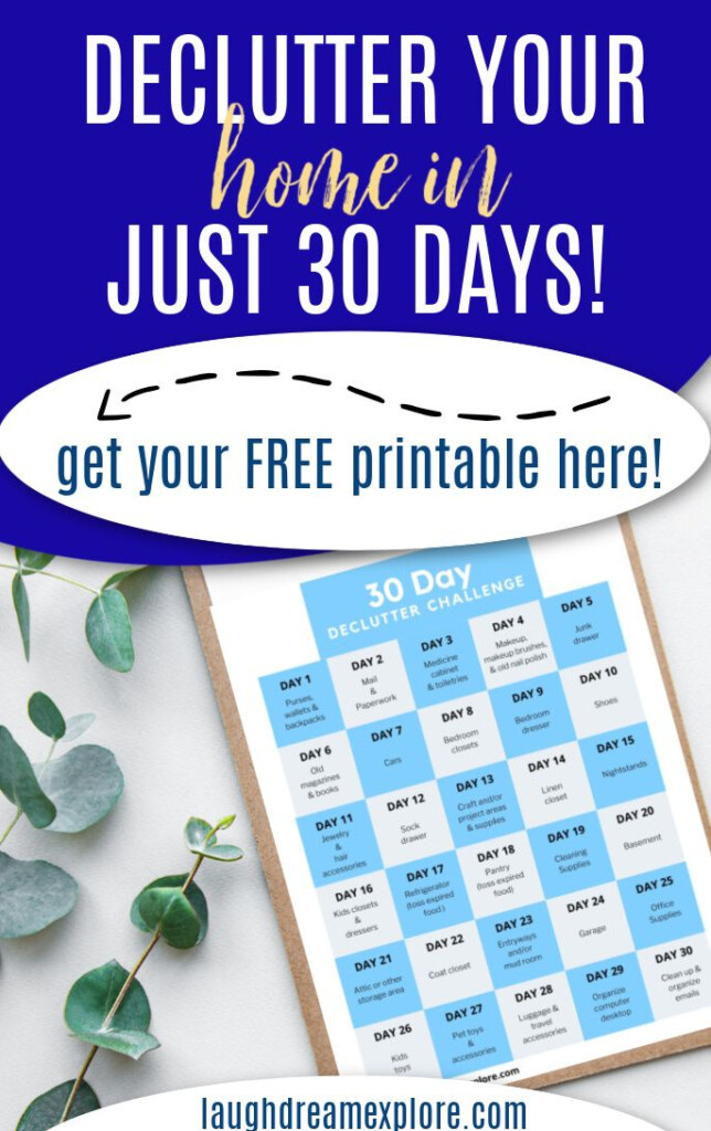 FREE PRINTABLE DECLUTTER CALENDAR Declutter Declutter Challenge 30 Day