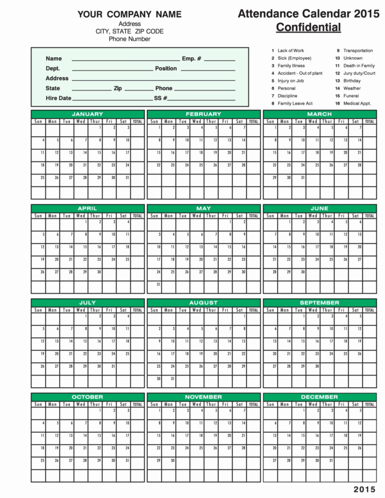 Free Printable Employee Attendance Calendar 2024 Neet Tedi Abagael