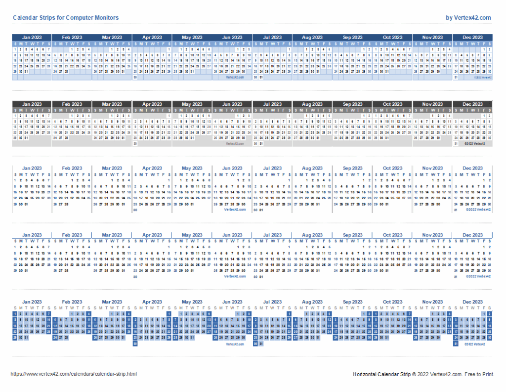 Free Printable Monitor Calendar Strips 2025 Calendars 2025