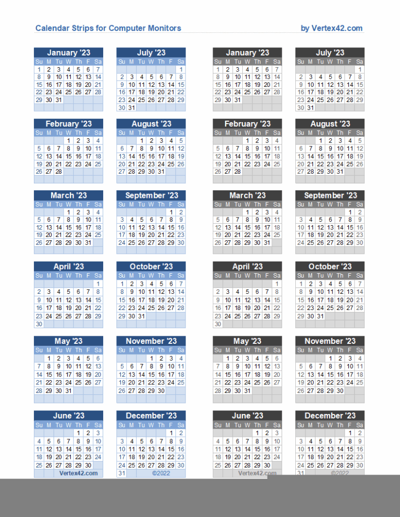 Free Printable Monitor Calendar Strips 2025 Printable Calendars