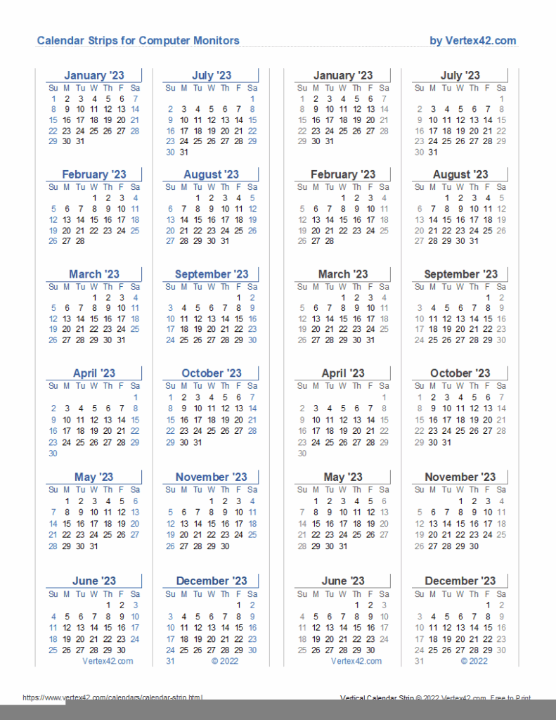 Free Printable Monitor Calendar Strips 2025 Printable Calendars