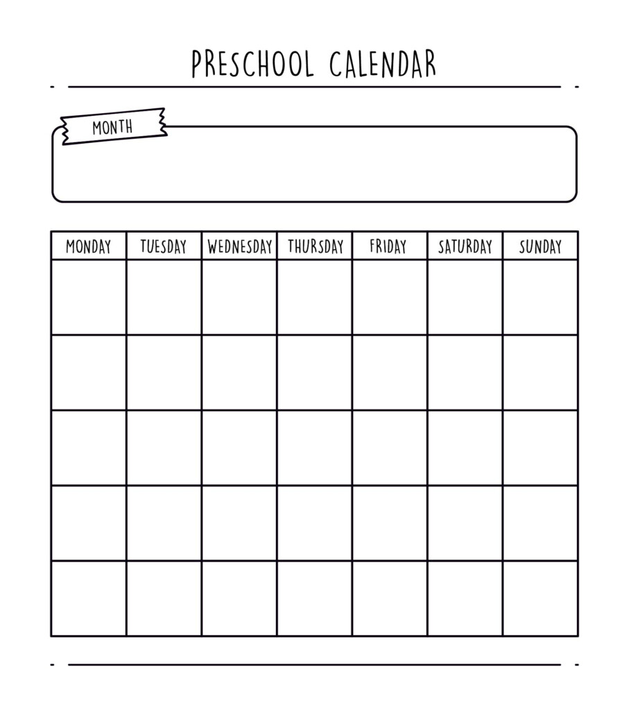 Free Printable Preschool Calendar Template Printable Calendars AT A 