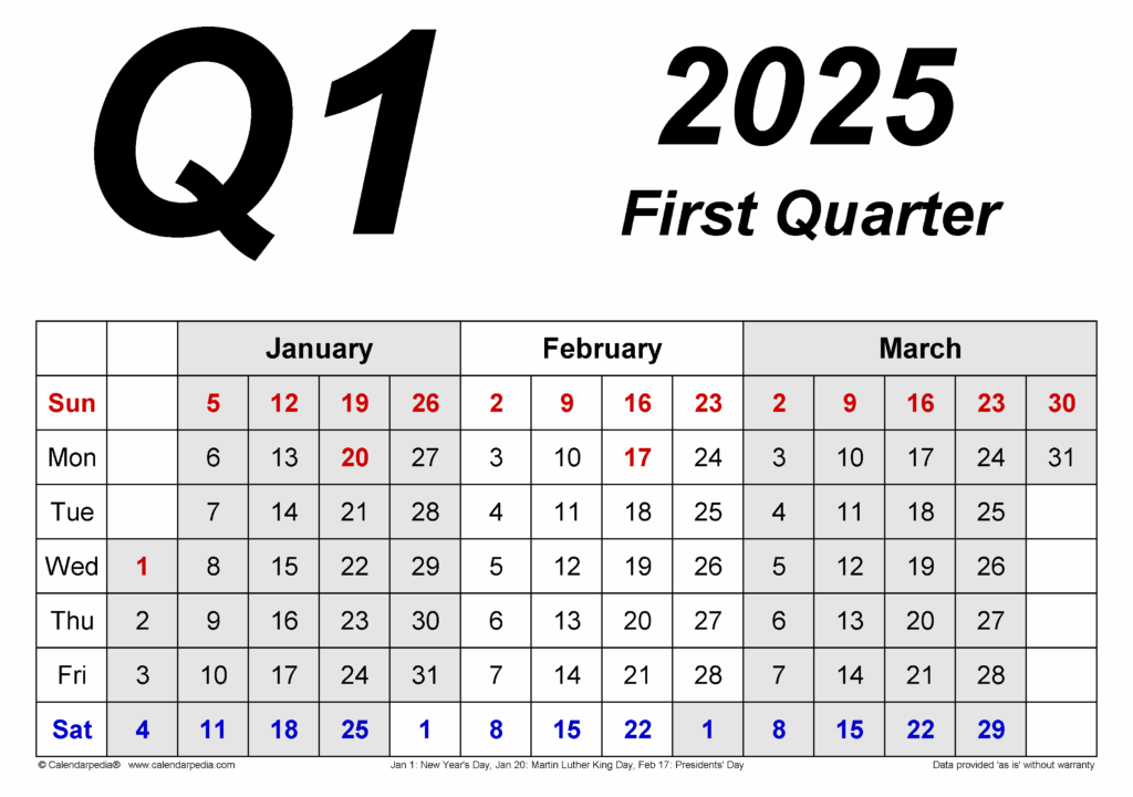 Free Printable Quarterly 2025 Calendar Adam Yue