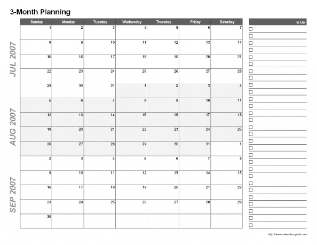 Free Printable Three Month Calendar Template Calendar Design