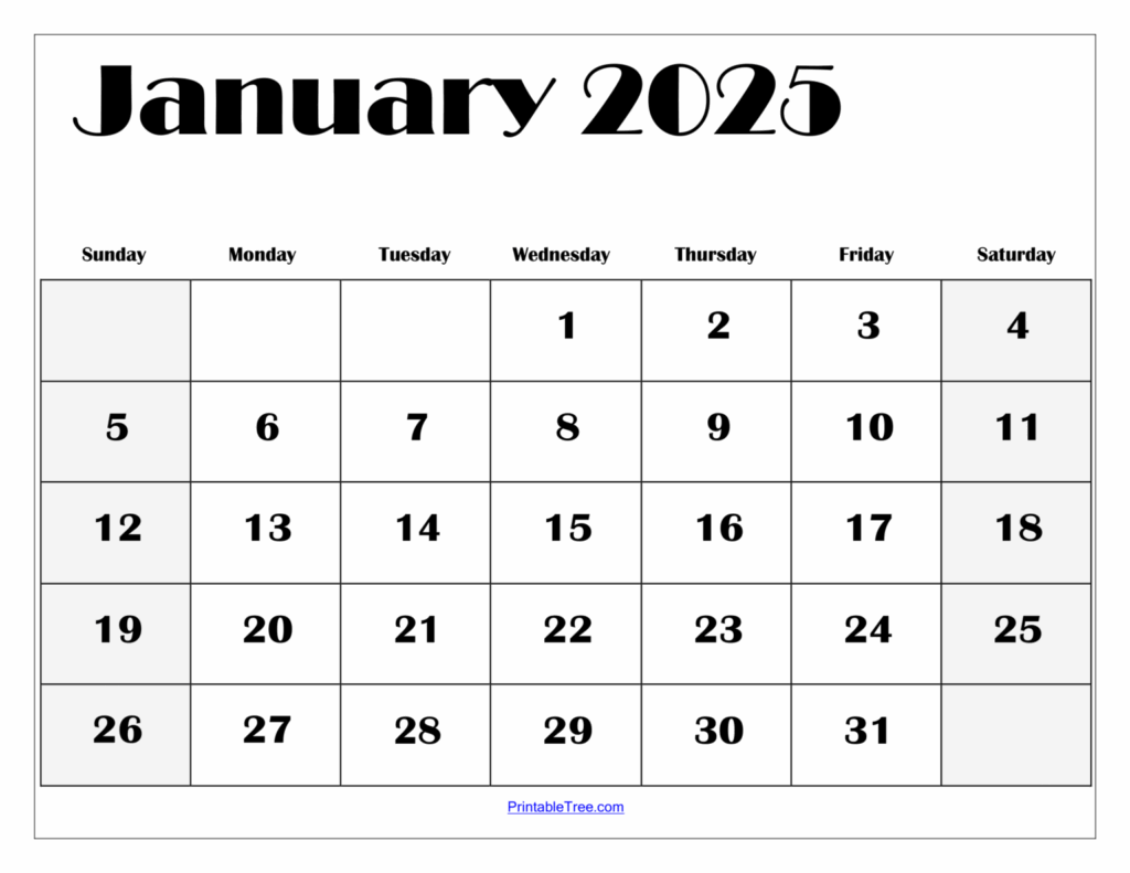 Get Awesome Printable Calendar 2025 January Calendar Gallery