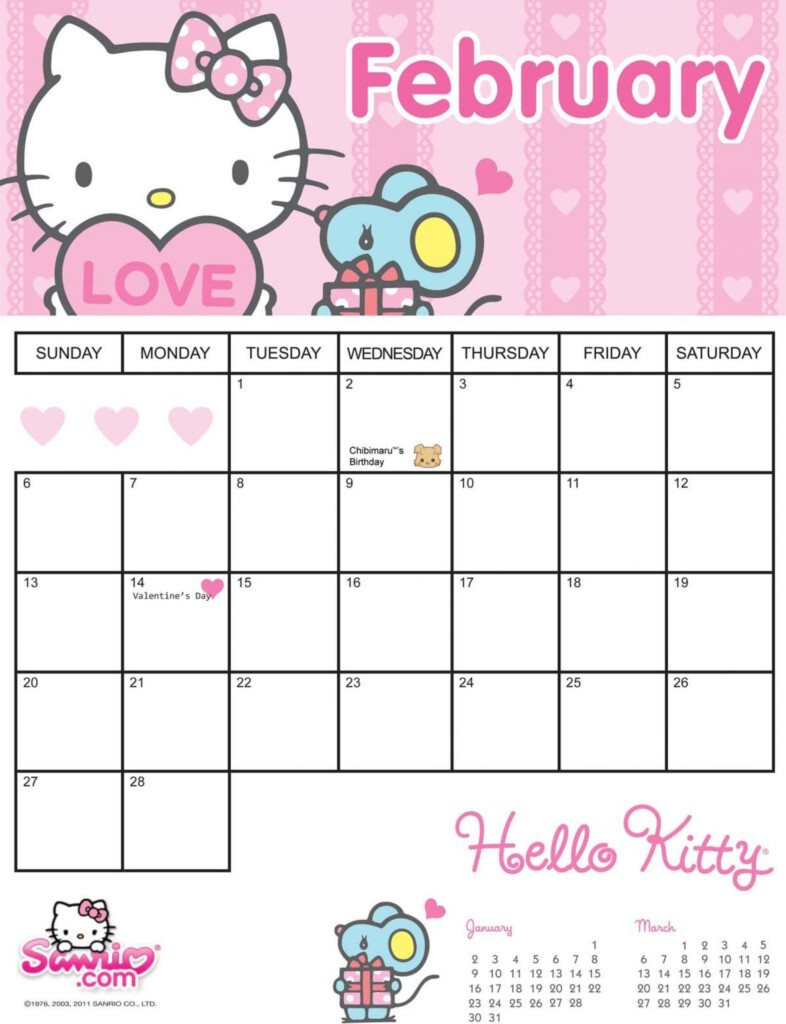 Hello Kitty Printable Calendar 2021 Best Calendar Example