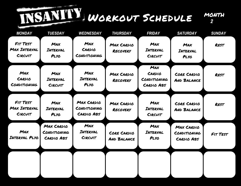 Insanity Workout Calendar Month 2 Infoupdate