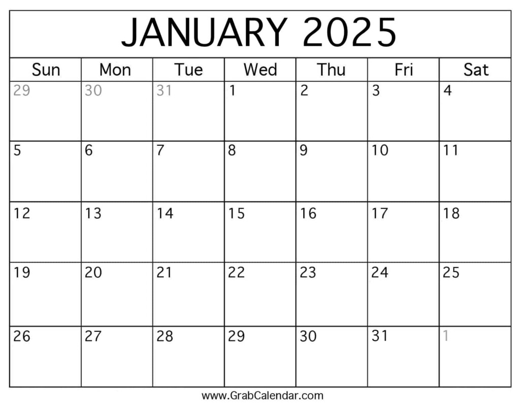 January 2025 Calendar Printable Calendar Sonny Elianora